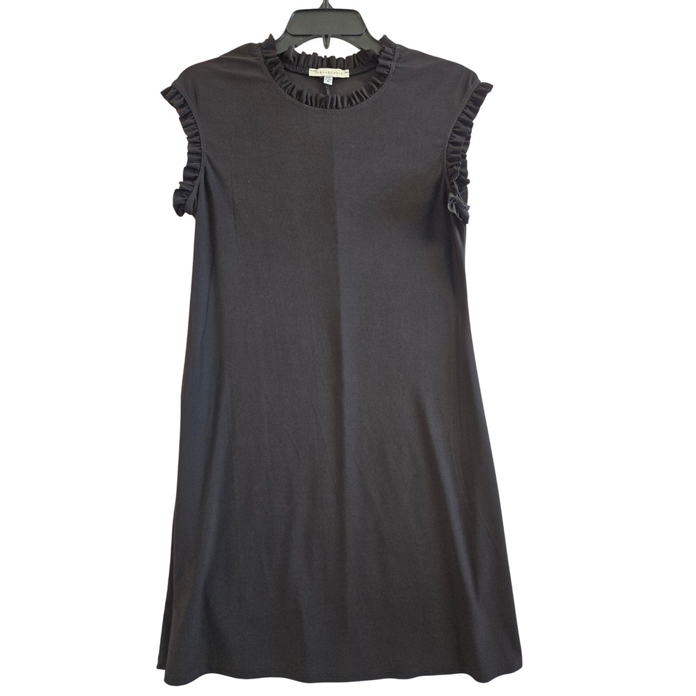 Tash +‎ Sophie Dress Women M Black Coquette Ruffle Trim Cap Sleeve Minimalist - Picture 3 of 8